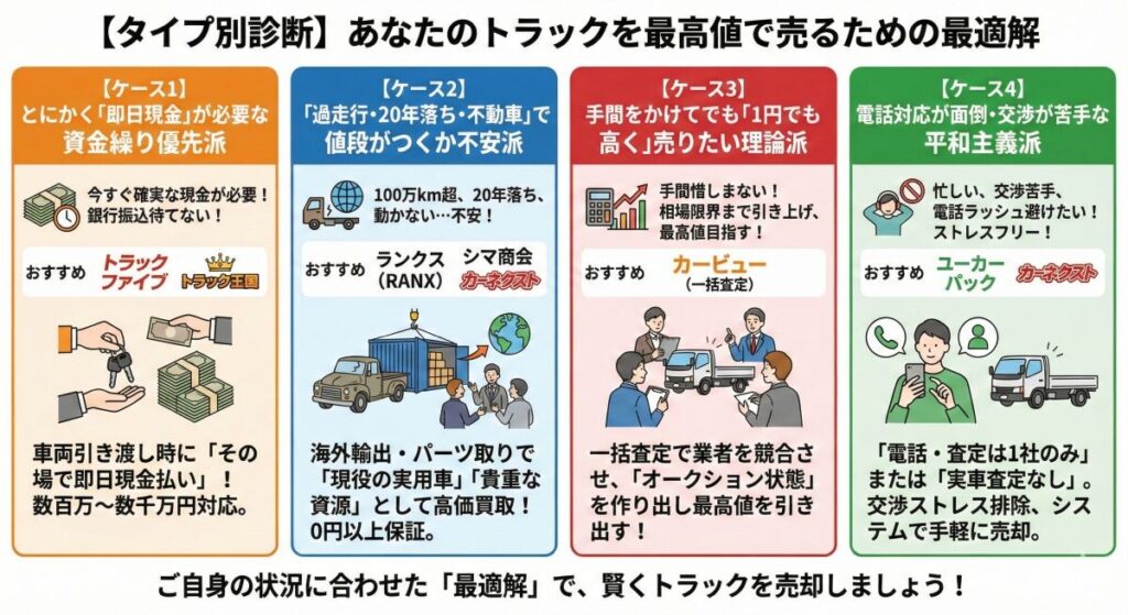 【タイプ別診断】あなたのトラックを最高値で売るための最適解