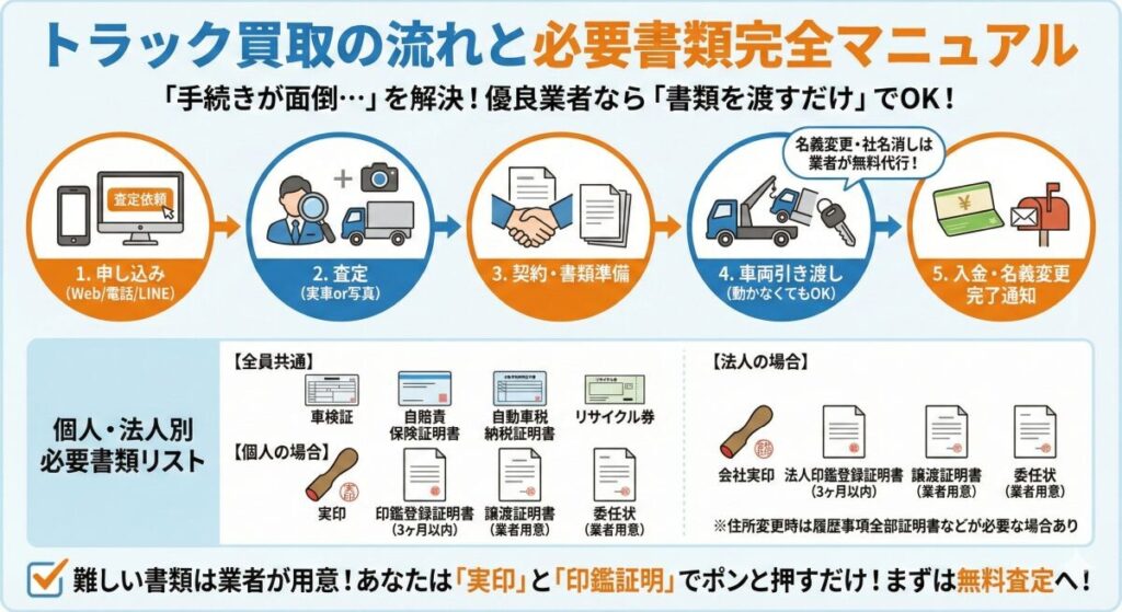 トラック買取の流れと必要書類完全マニュアル