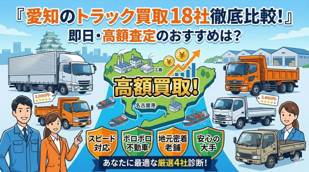 『愛知のトラック買取業者18社を徹底比較！即日・高額査定のおすすめは？』のアイキャッチ