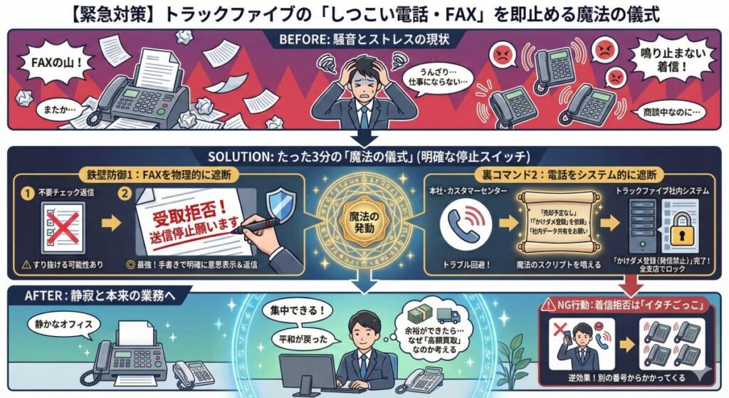 【緊急対策】トラックファイブの「しつこい電話・FAX」を即止める魔法の儀式