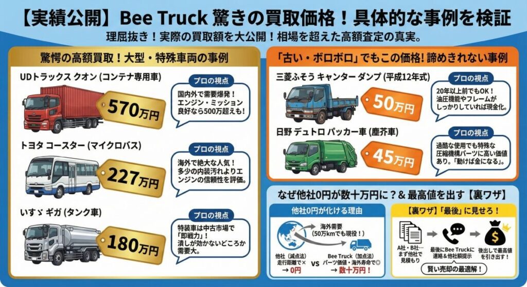【実績公開】Bee Truckの買取価格は本当に高い?具体的な事例を検証