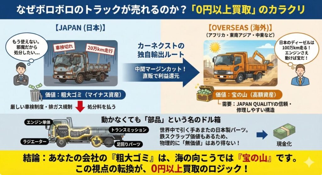 なぜボロボロのトラックが売れるのか?「0円以上買取」のカラクリ