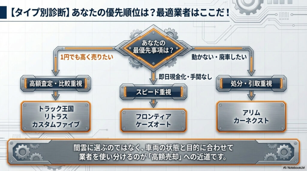 【タイプ別診断】埼玉でトラック買取を依頼するならこのおすすめ厳選7社!(結論)