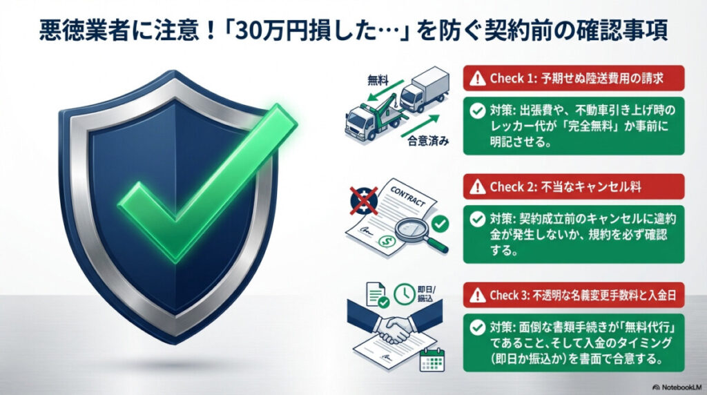 悪徳業者に注意!契約前のキャンセル料・手数料規約の確認