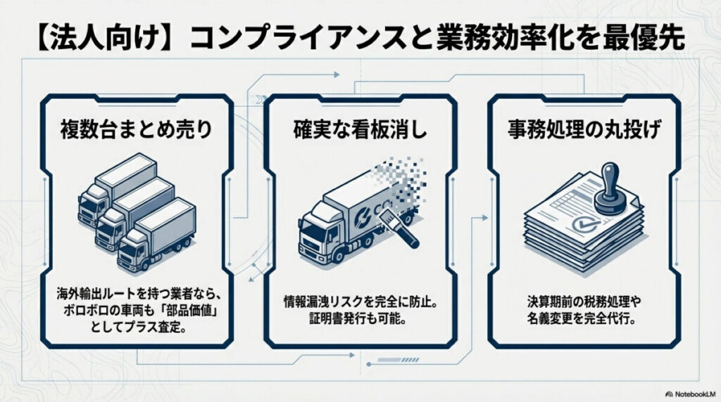 【法人向け】複数台売却・看板消し・複雑な税務処理を丸投げできる千葉の買取業者