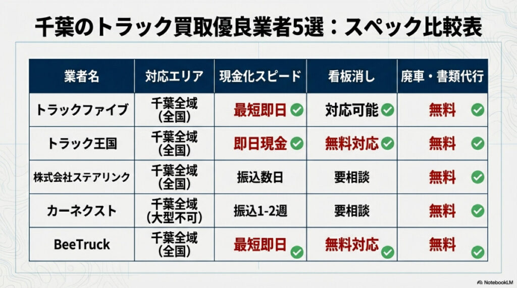 千葉のトラック買取おすすめ5選!高価買取が期待できる優良業者を徹底比較