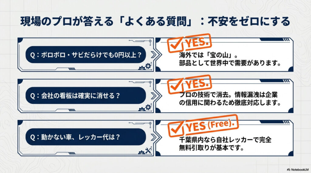 現場のプロが回答!千葉のトラック買取に関するリアルなよくある質問(FAQ)