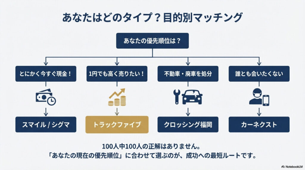 【相場より高く・早く】4タイプ別で選ぶ福岡のトラック買取マッチング提案