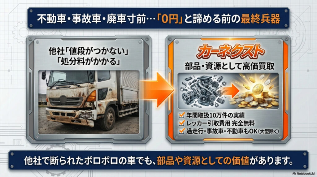 7社目:カーネクスト(ボロボロ・不動車・スピード手軽さ重視派におすすめ)