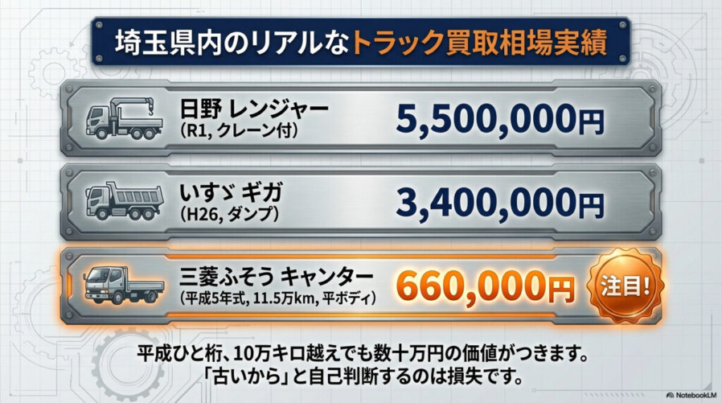埼玉県内のリアルなトラック買取相場実績(実例データ公開)