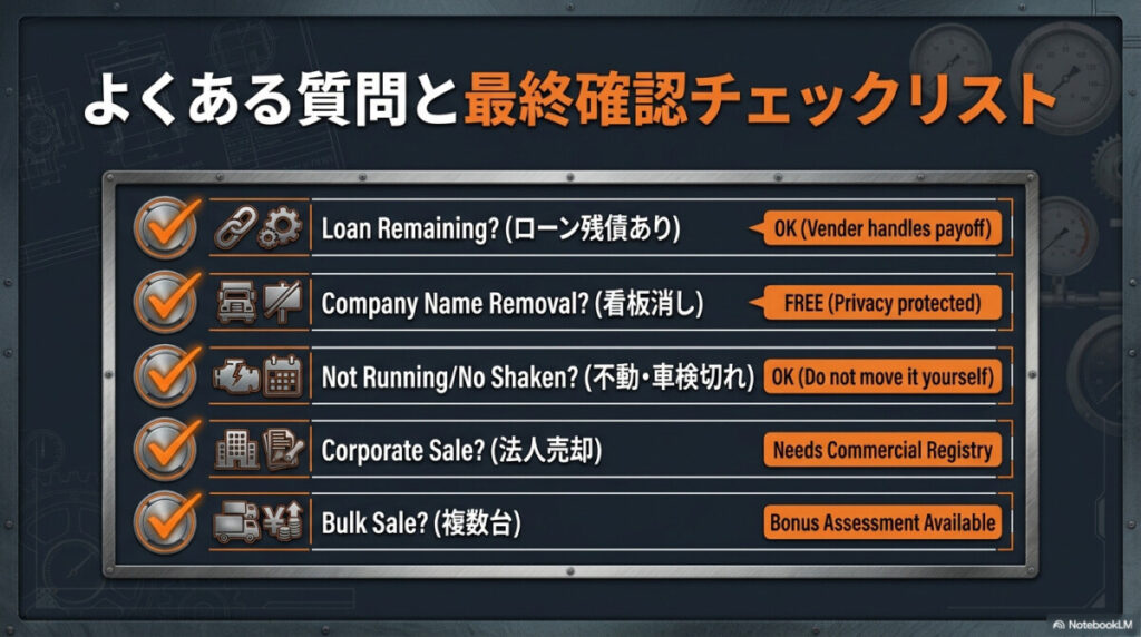 トラック買取(東京)のよくある質問(FAQ)