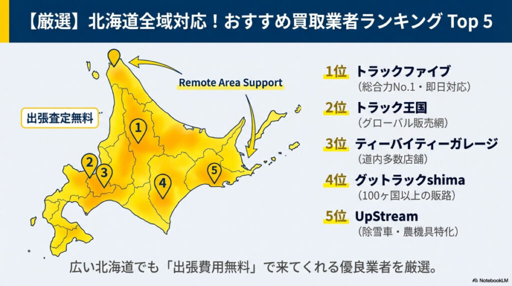 【結論】北海道のトラック高価買取・無料出張査定おすすめ業者10選