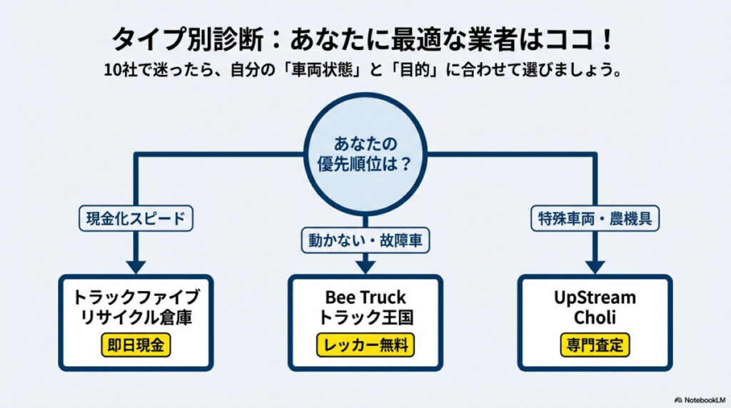 タイプ別診断!あなたに最適な北海道のトラック買取業者はココ(出張査定・高価買取)