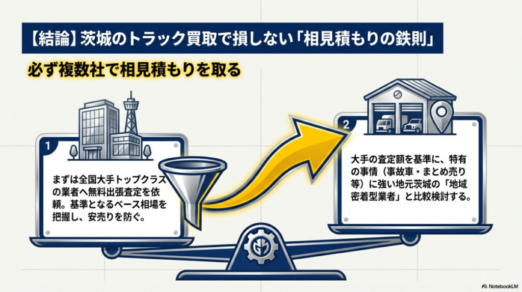 【結論】茨城のトラック買取で損しない「相見積もりの鉄則」