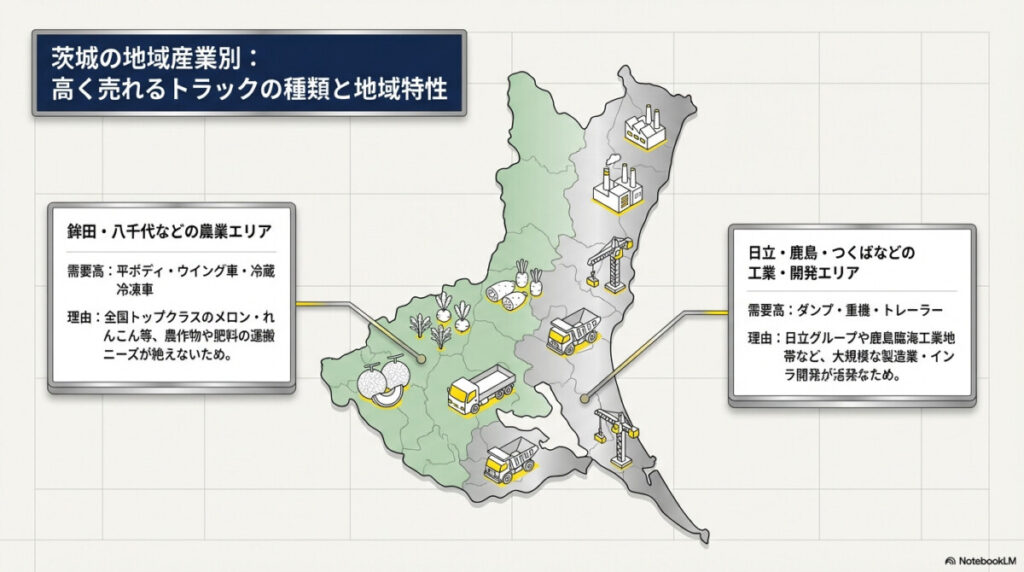 【茨城の地域産業別】高く売れるトラックの種類と地域特性
