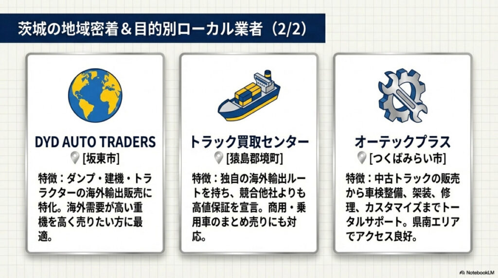 茨城の地域密着&目的別おすすめローカルトラック買取業者7選