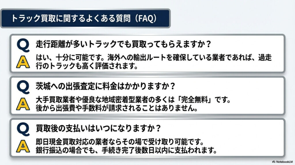 トラック買取(茨城)に関するよくある質問(FAQ)