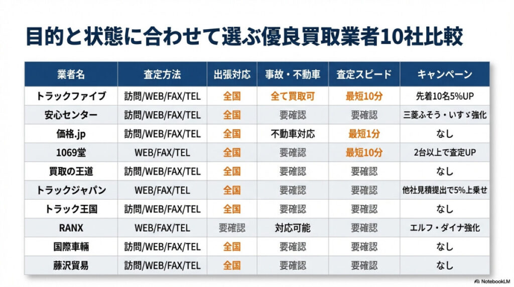 群馬のトラック高額買取おすすめ業者ランキング10選