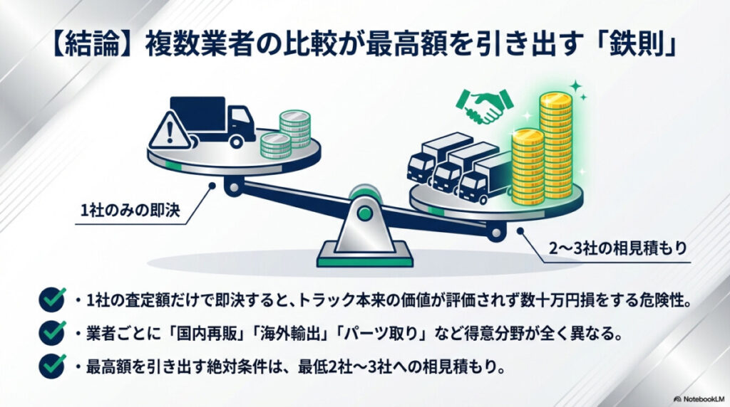 【結論】神奈川のトラック買取は複数比較が最高額の鉄則